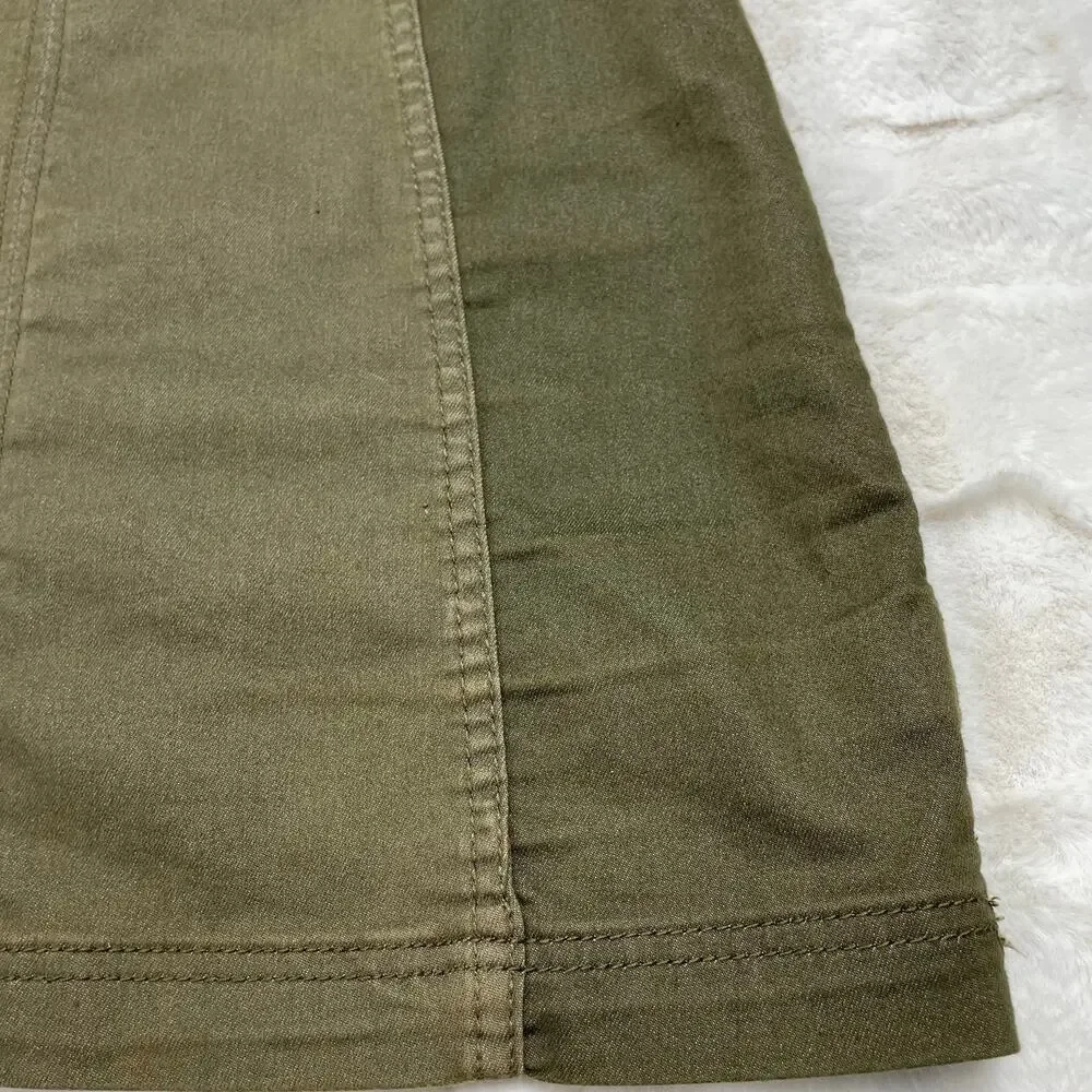 🔥Free People Modern Femme Army Green Mini Skirt Two Tone Size 6 Y2K Boho Chic